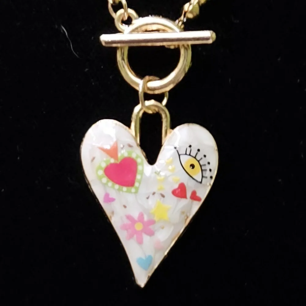 SOLD OUT Enamel Heart Multi-color Beaded Necklace - Picture 4 of 9